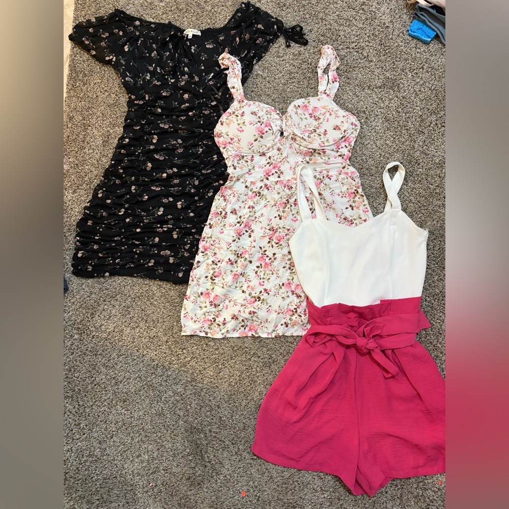 Bundle of two dresses and one romper